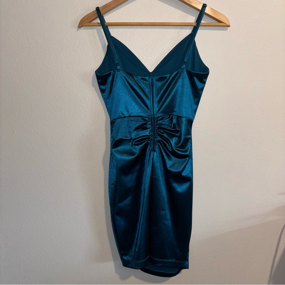HOMECOMING DRESS Honey and Rosie Teal Satin Mini Size S - Picture 4 of 9